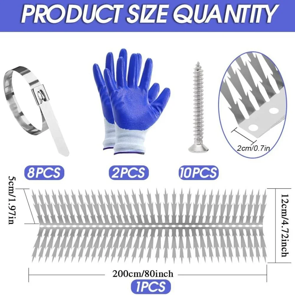 Outdoor Stainless Steel Garden Fence Spikes and Wall(1 Set)